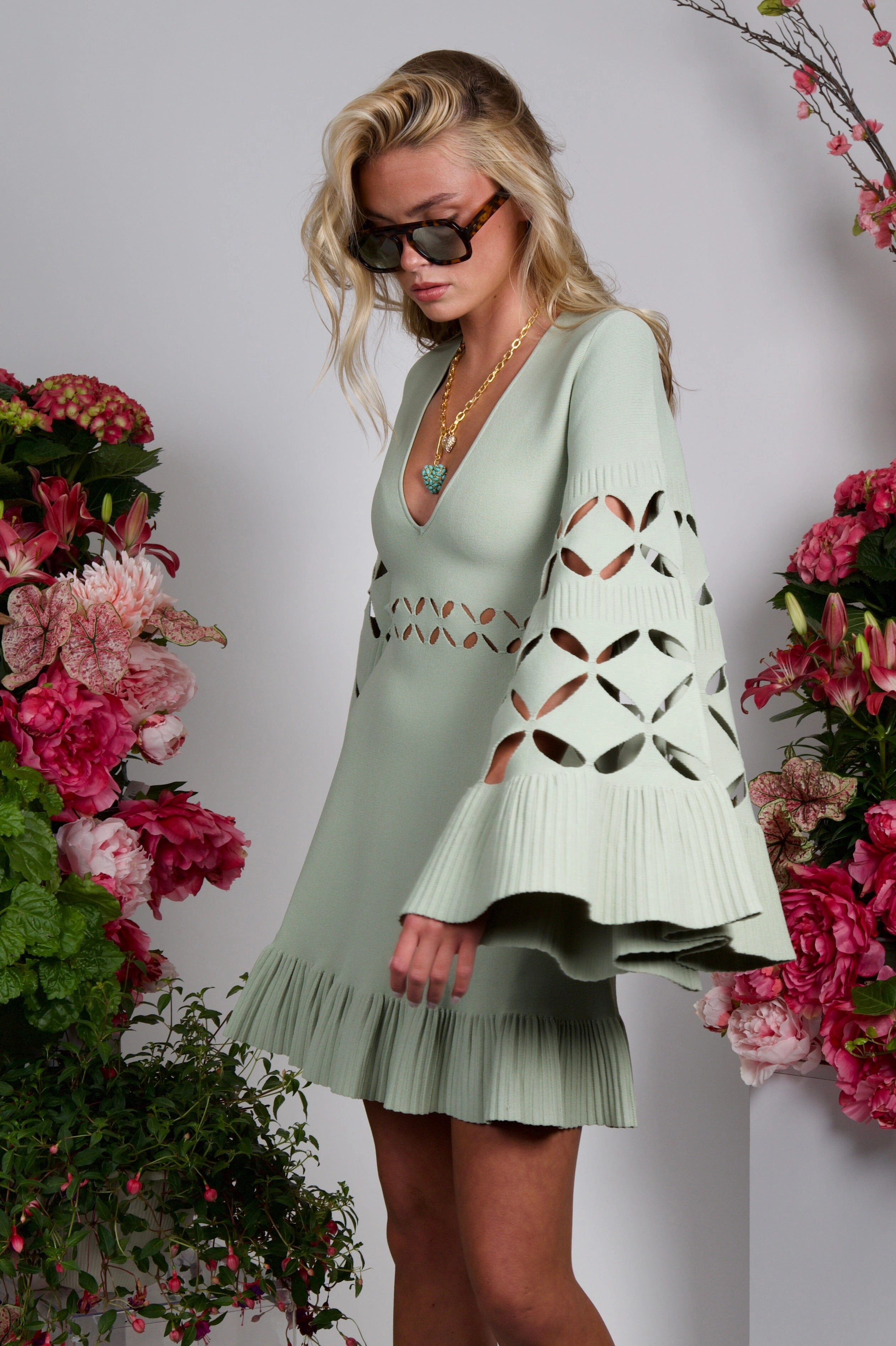 Sophisticated Vibe Coastal Chic ALEXIS | Linden Mini Dress - Sage