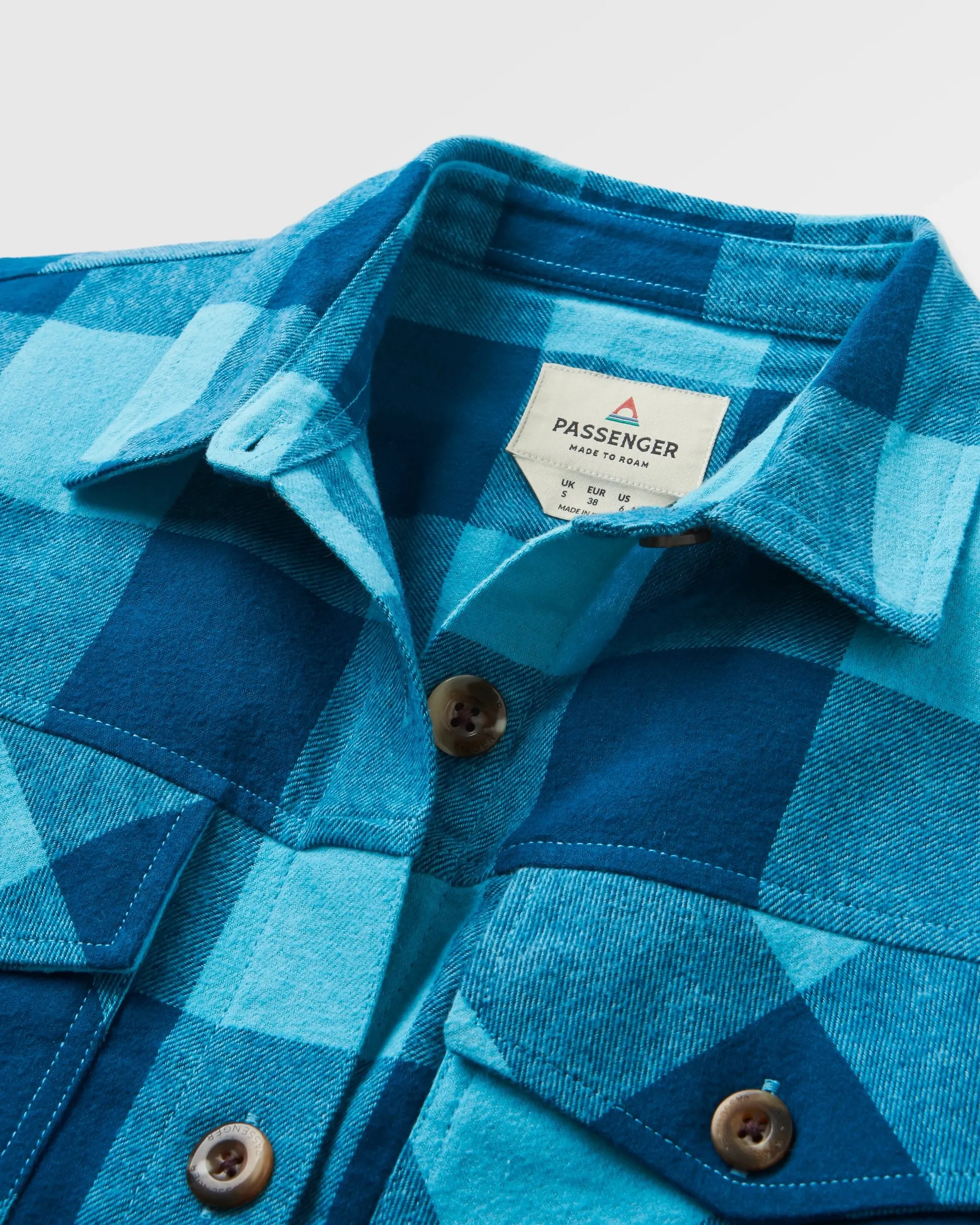 Stylish Design bohemian flair Stella Organic Cotton LS Shirt - Retro Blue Check