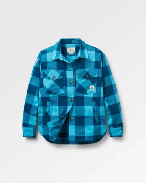 Non Restrictive Armhole Lounge Comfort Stella Organic Cotton LS Shirt - Retro Blue Check