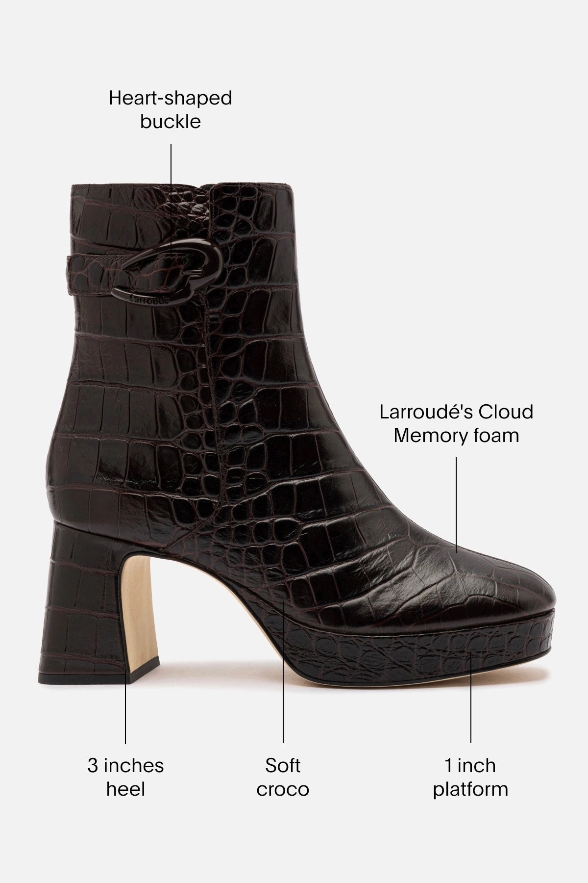 Comfortable Arch Dolly Verona Low Boot In Croco Brown Leather