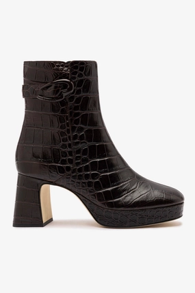 dry surface Dolly Verona Low Boot In Croco Brown Leather
