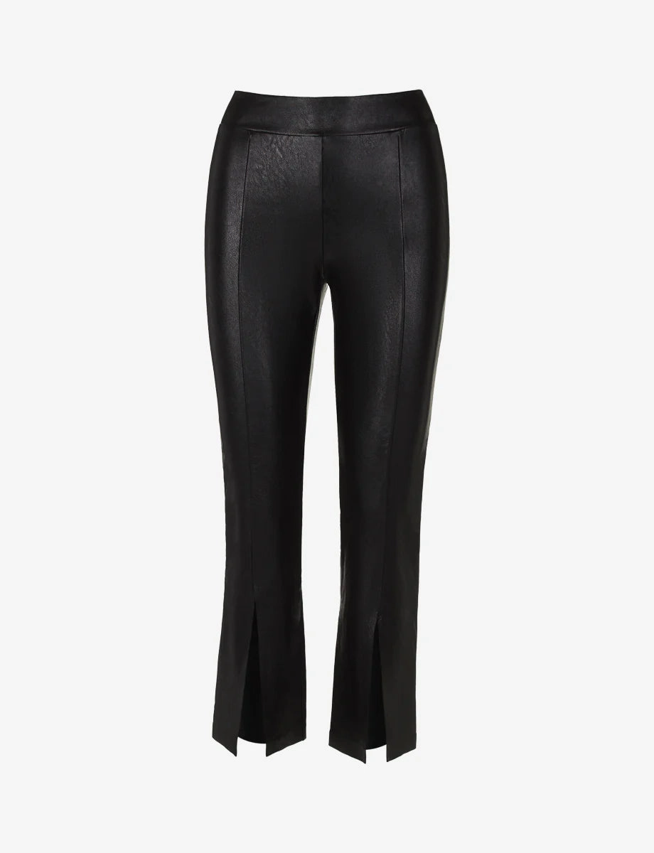Faux Leather 7/8 Split Front Pant Basic Office New Training