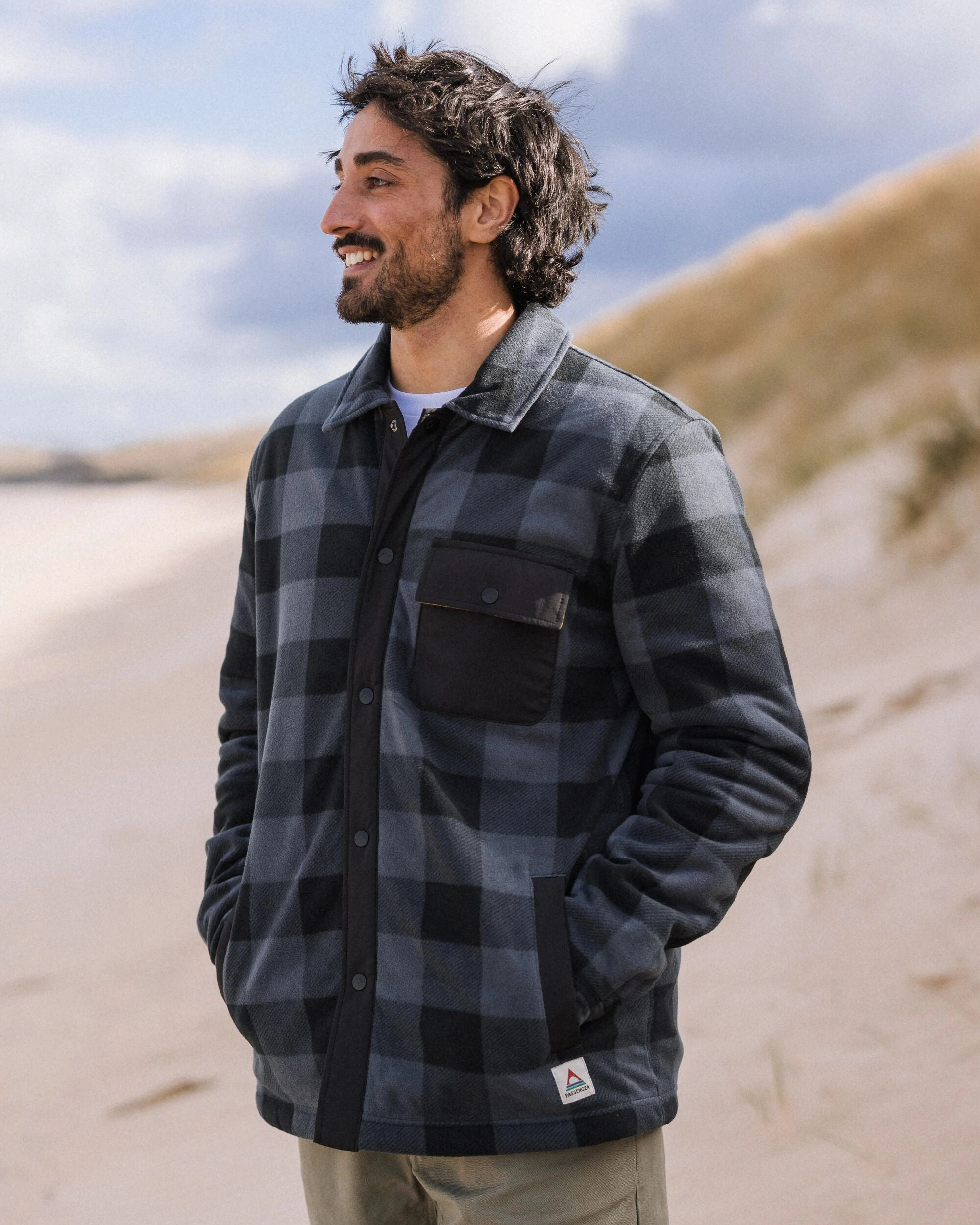 Firelight Sherpa Lined Overshirt - Storm Grey Buffalo Advanced Wickability System Glow In Dark Trims