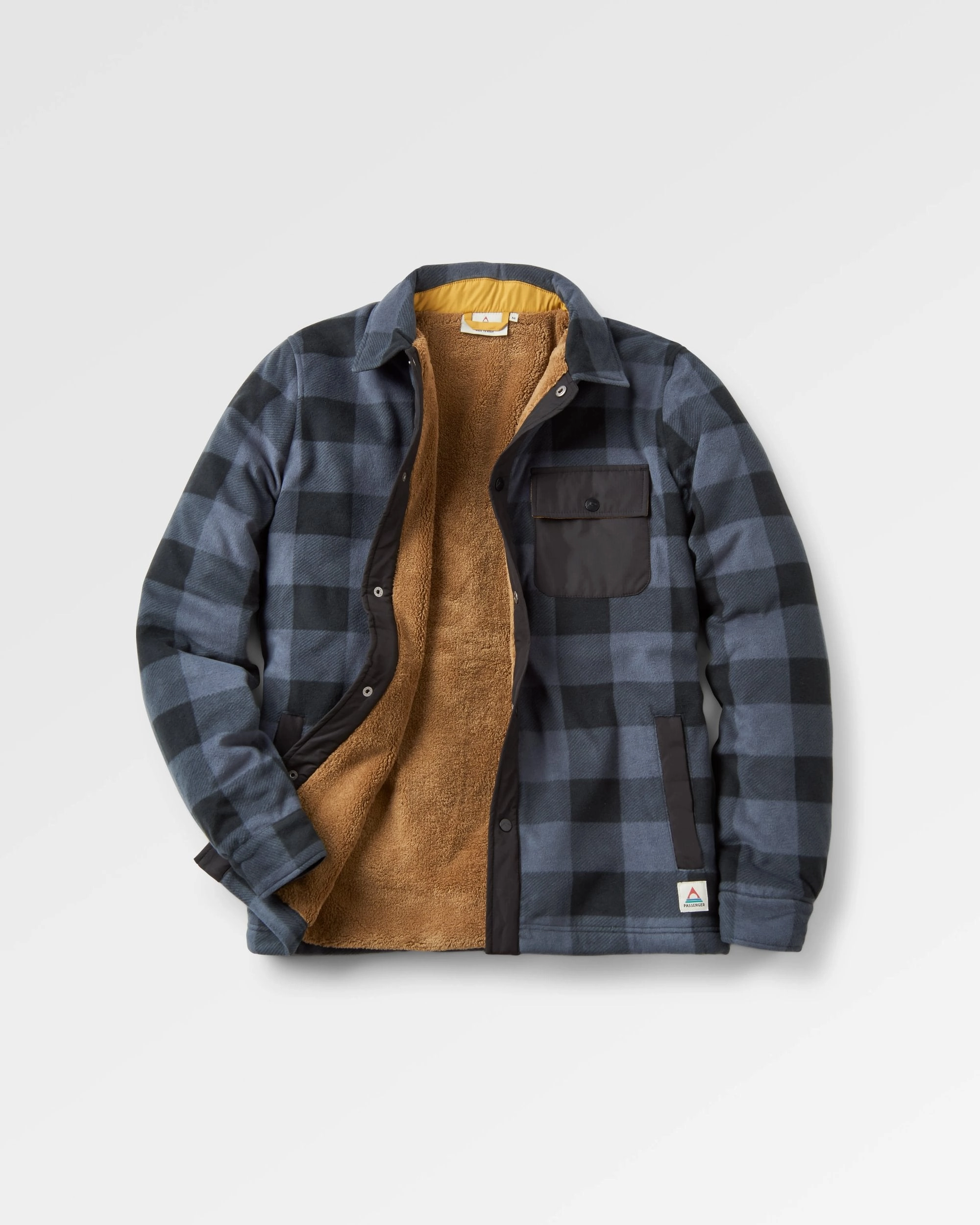 Firelight Sherpa Lined Overshirt - Storm Grey Buffalo Sleek Layer Fit Eco Dye Process