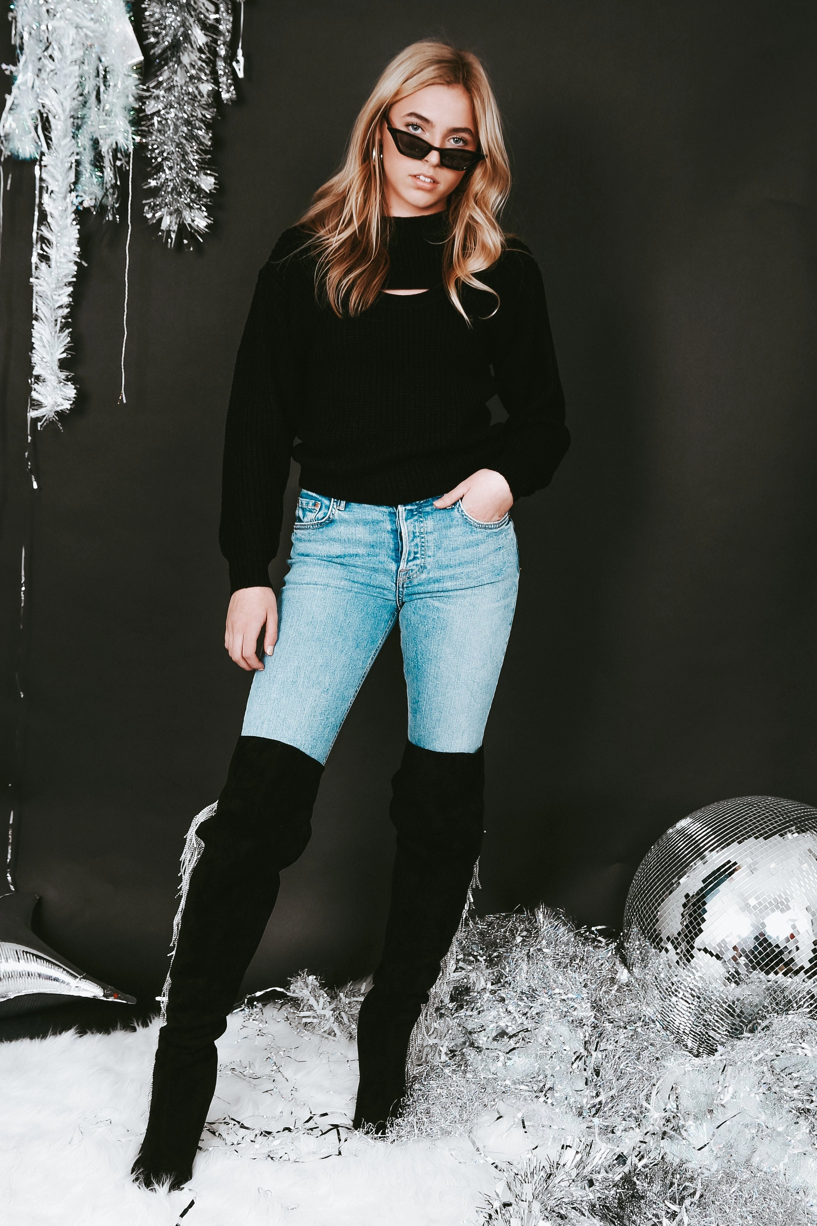 Coffee Shop First Step Rhinestone Fringe Boots - Black