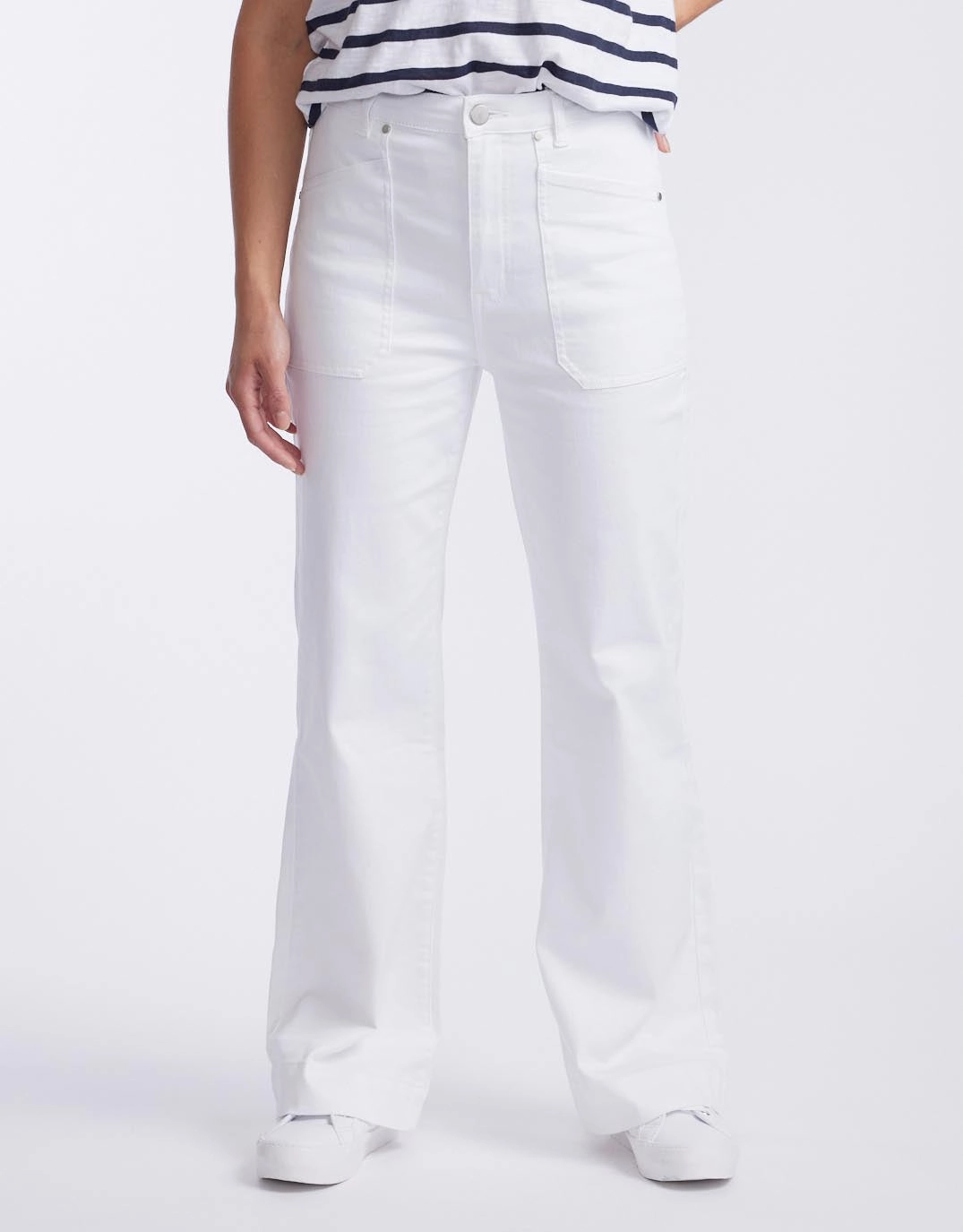 Jayne Wide Leg Jean - White Smart Casual Neutral