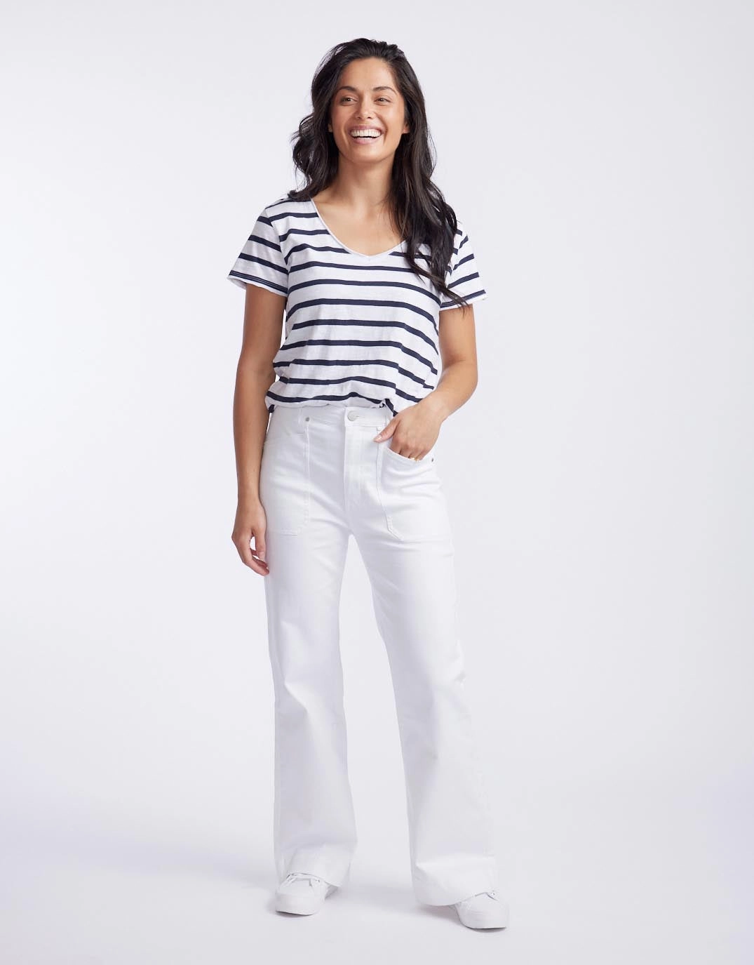 Home Comfort Party Look Modern Minimalist Jayne Wide Leg Jean - White