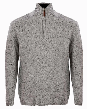 Urban Trend Aran Wool Zip Neck Sweater