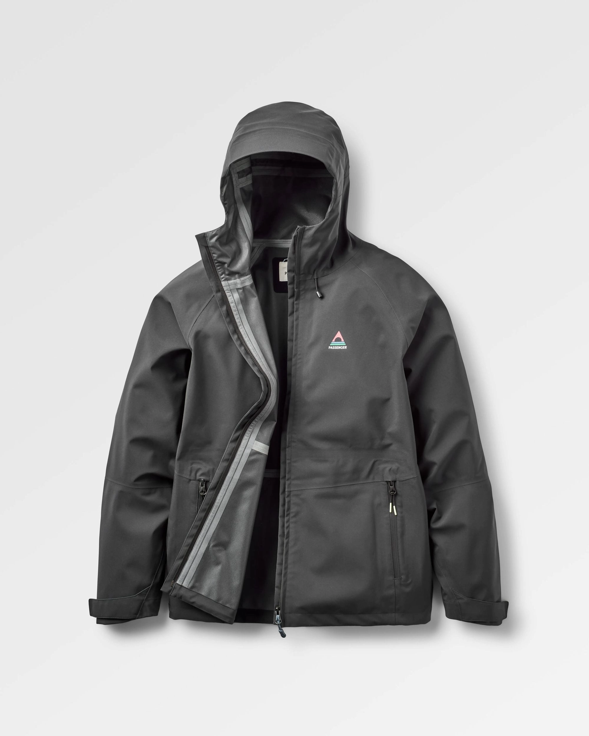 Modern Functional Design Five Element Recycled Waterproof Jacket - Black