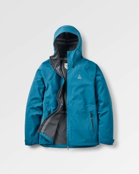Long Length Windbreaker Style Five Season Recycled Waterproof Jacket - Tidal Blue