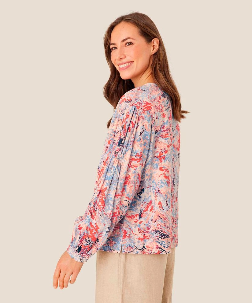 Sun Protection Fabric Flexible Material 1008798 MaDanette Print Blouse - Orange Com