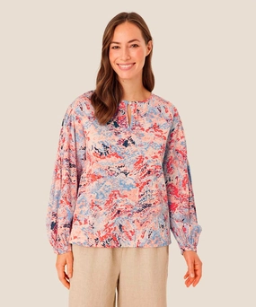 1008798 MaDanette Print Blouse - Orange Com Bonded Seam Innovation