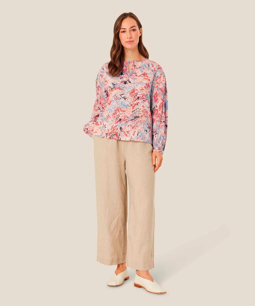 1008798 MaDanette Print Blouse - Orange Com ReinforcedShoulders