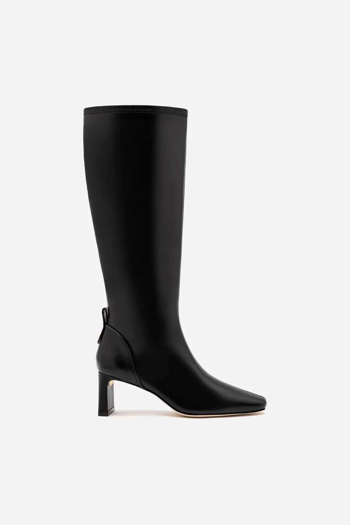 Alexis Hi Boot In Black Stretch Leather Cushioned Step Rainy Days Hiking Essential