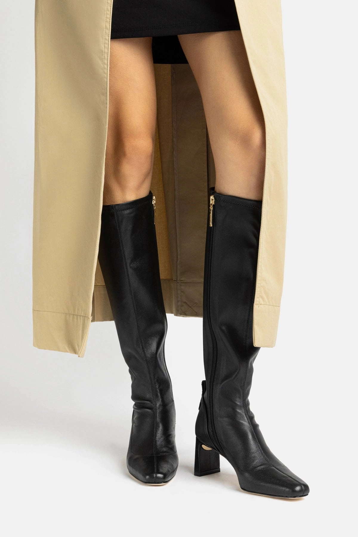 Alexis Hi Boot In Black Stretch Leather Supportive Build