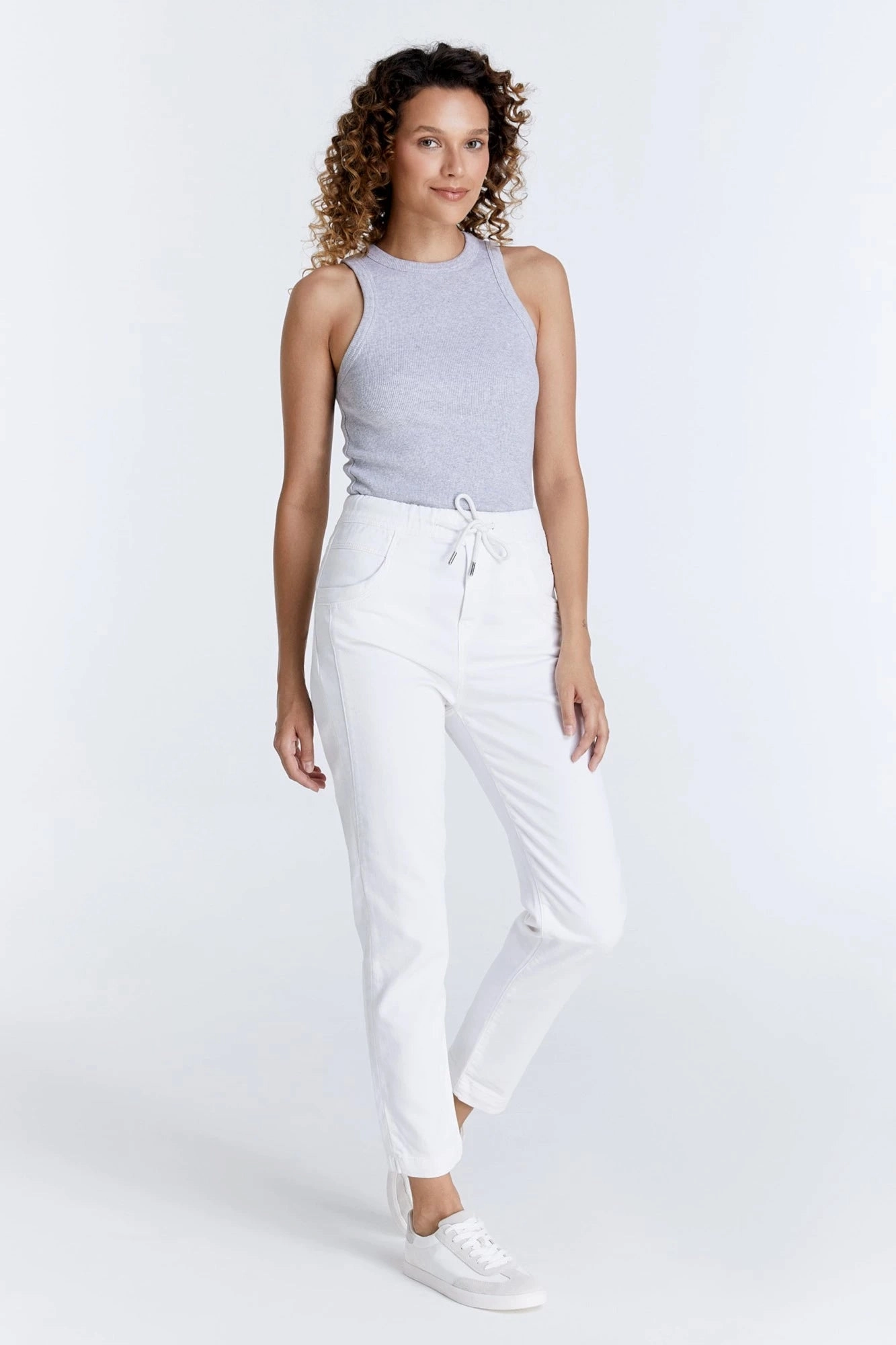 Ella Jogger Pant - White - L01  27" Inseam Soft Waistband