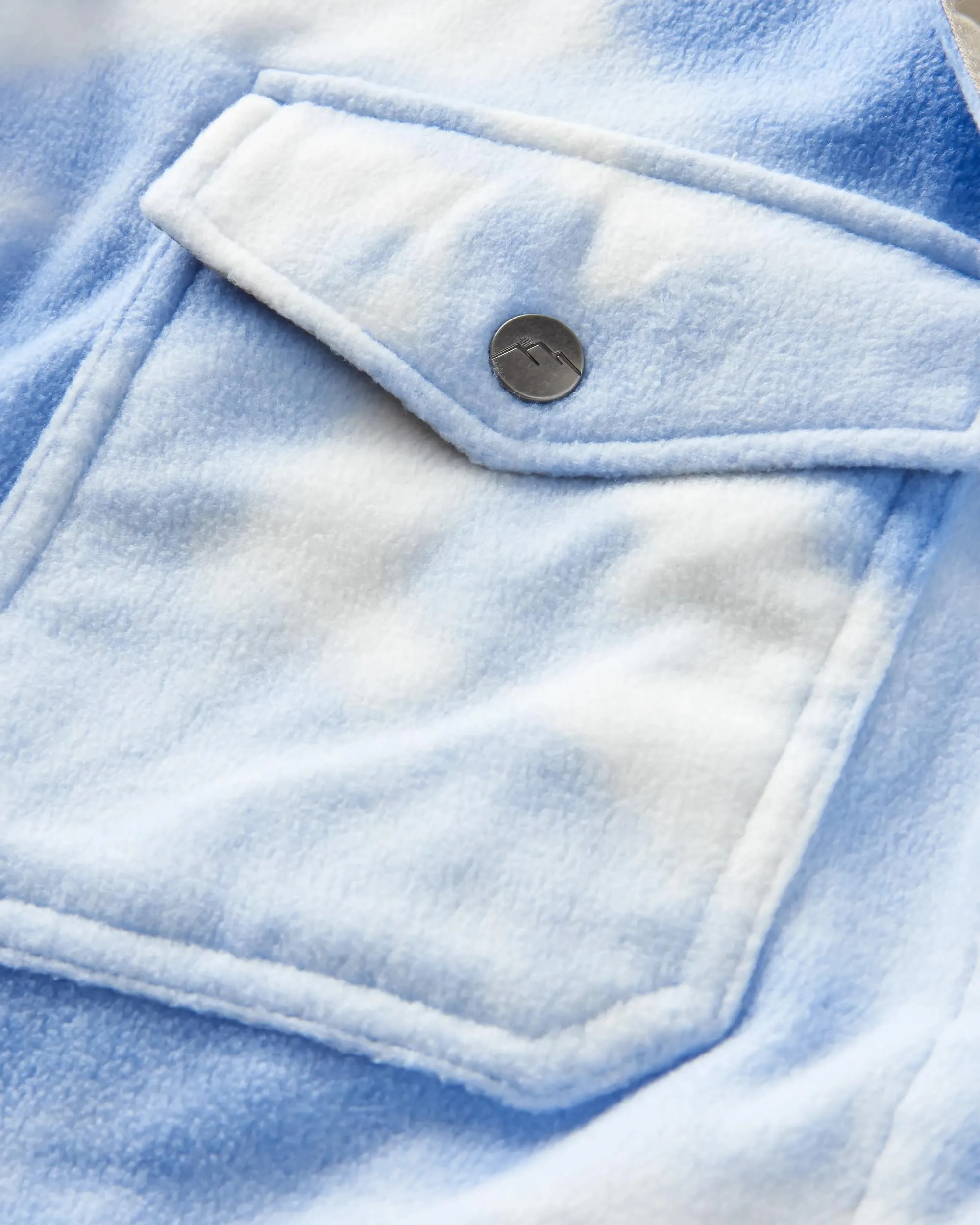 Non Iron Material Sporty Look East Recycled Polar Fleece Shirt - Tie Dye Cornflower