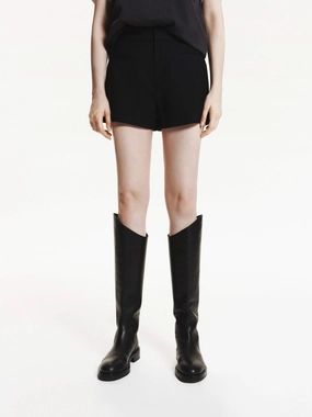 Wrinkle Resistant Material Tailored High Waist Shorts