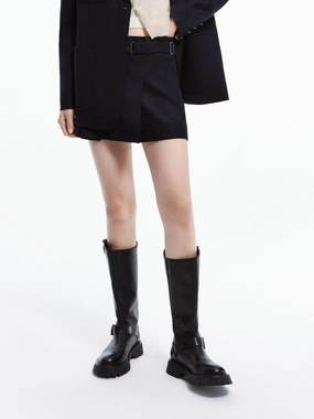 Trendy Style Mid Length Include Belt Mini Skirt