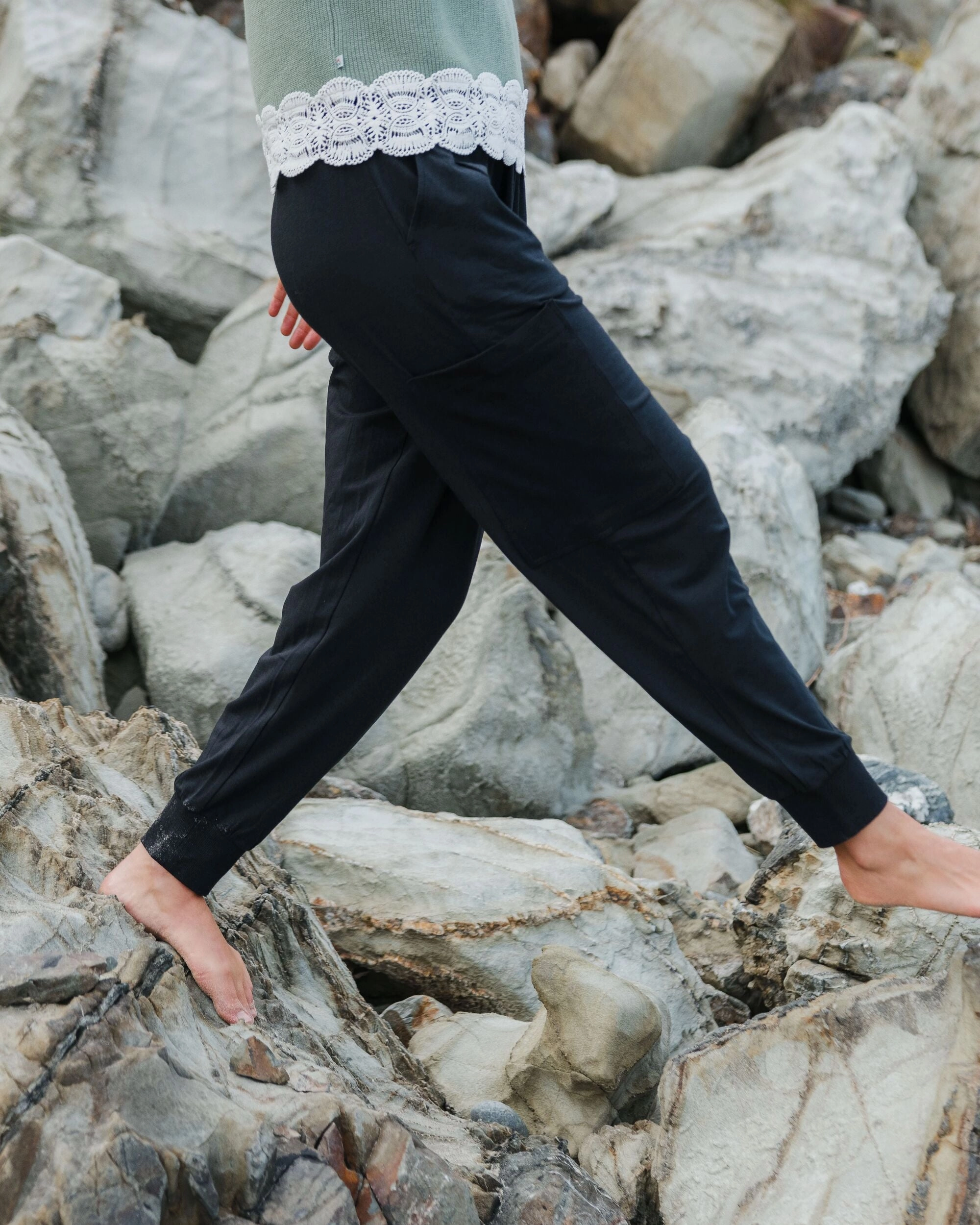 Day Dream Recycled Trouser - Black Sleek Comfort Double Stitched Seams