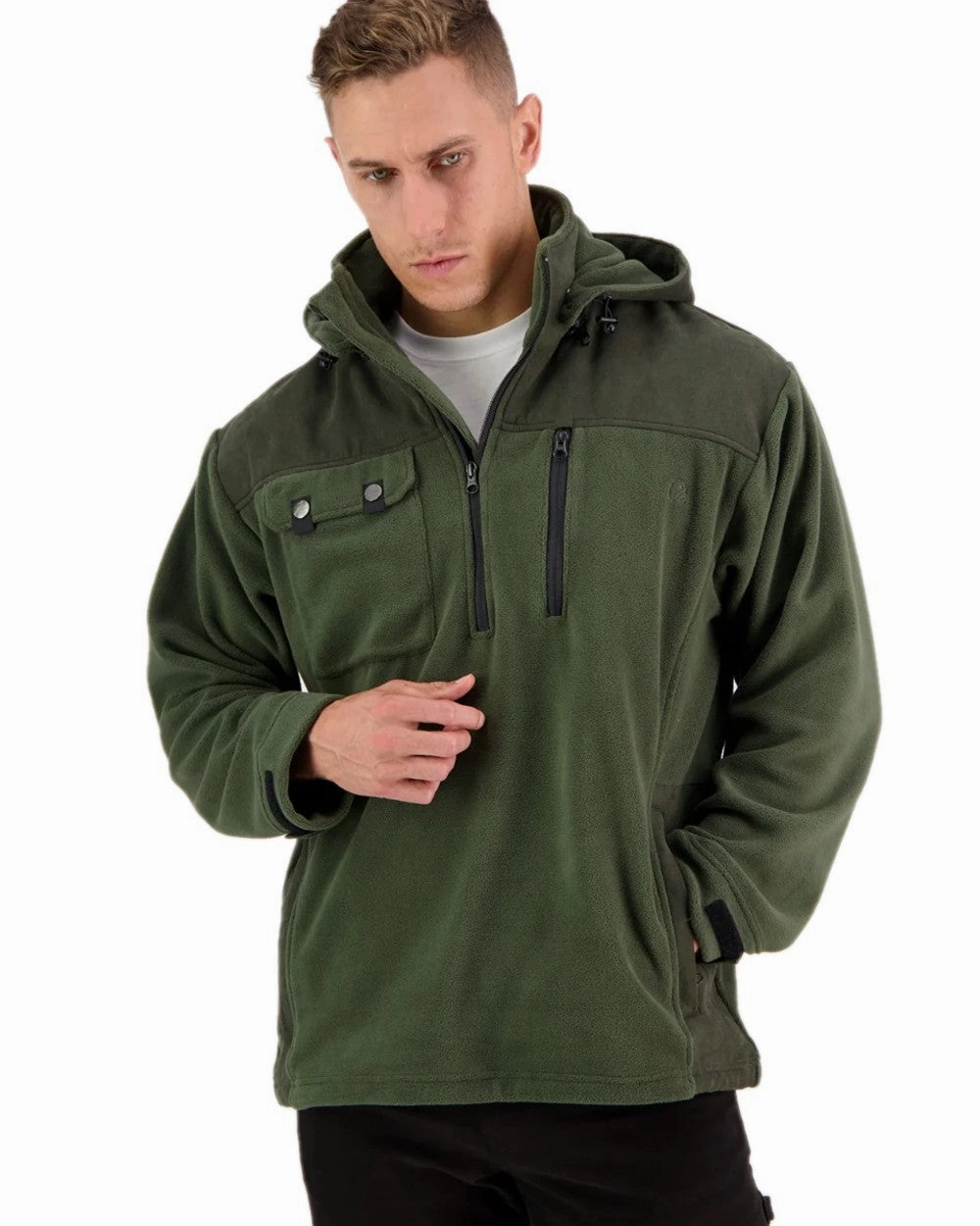 Swanndri Mens High Rock Technical Fleece Hoodie Aramid Fiber Blend ReinforcedStressPoints