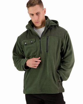 Swanndri Mens High Rock Technical Fleece Hoodie Weather Ready Adjustable Hem Cords