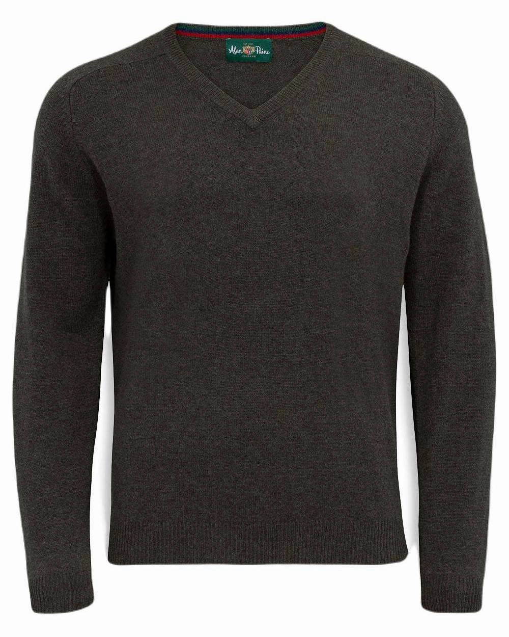 Twisted Cable Pattern Alan Paine Streetly Lambswool V Neck Jumper