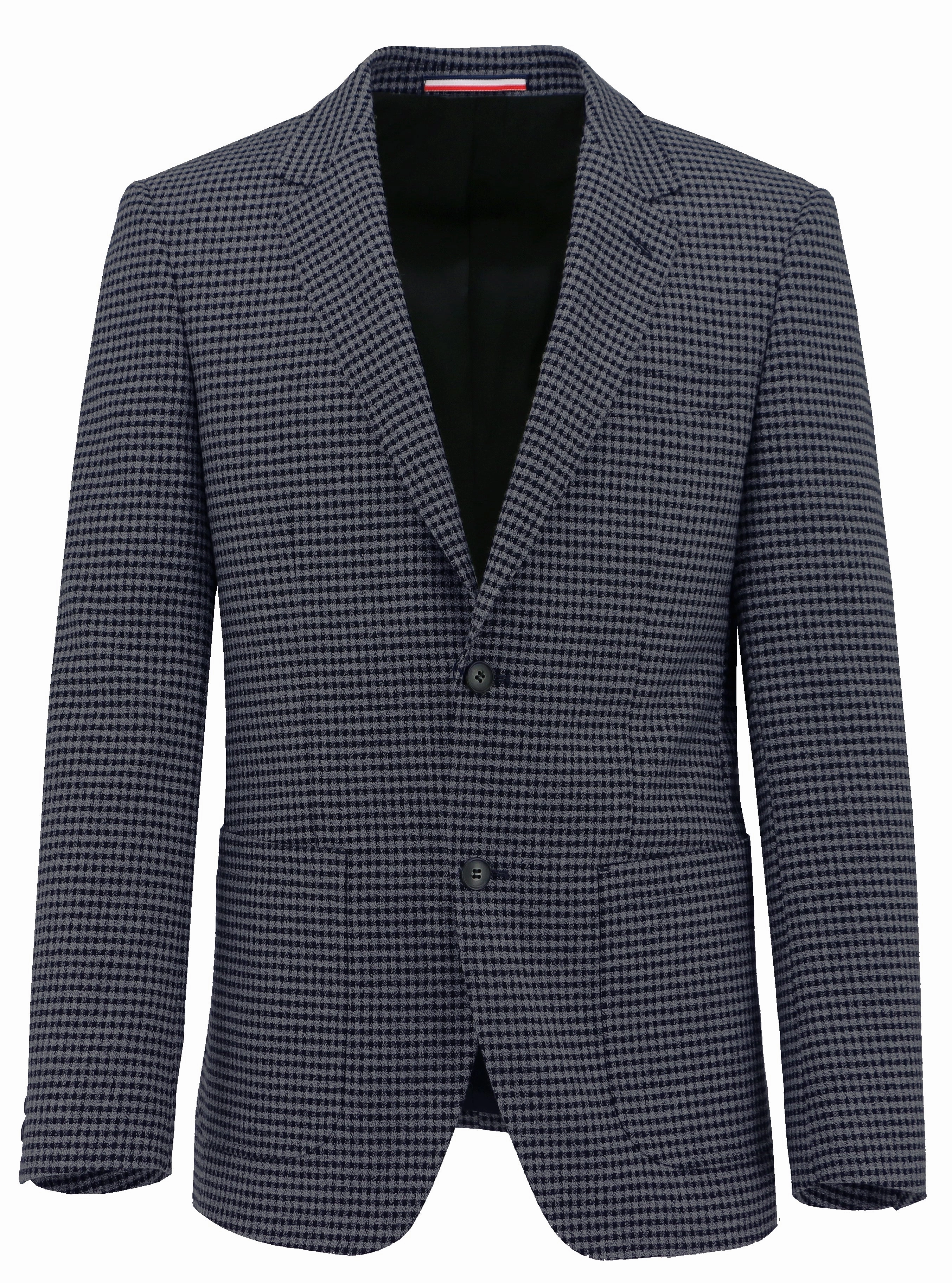 Wind Blocking Fabric Compression Fit Design Hvar Navy Checked Sports Jacket