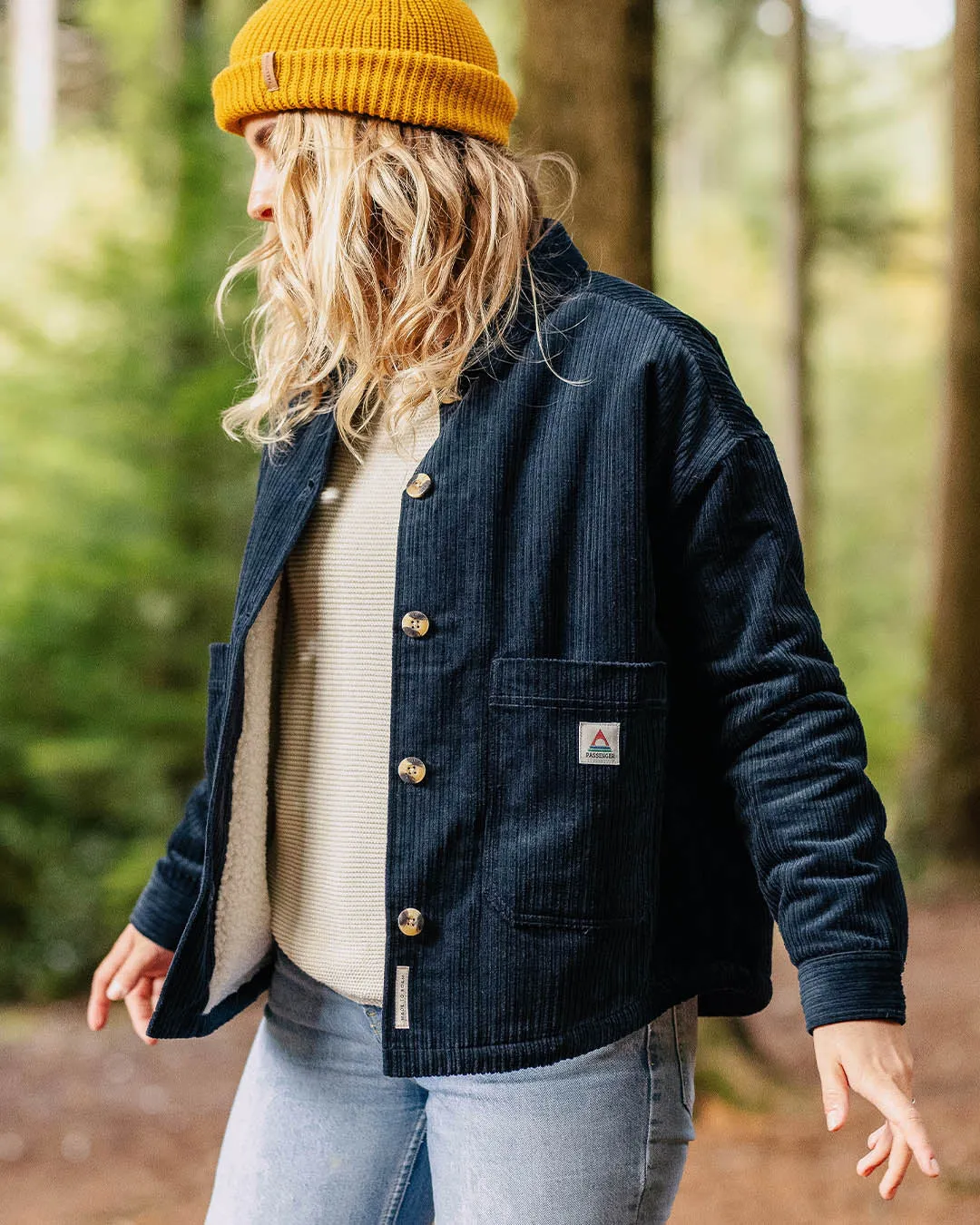 Structured Shoulder Support Raw edge Flint Corduroy Overshirt - Deep Navy