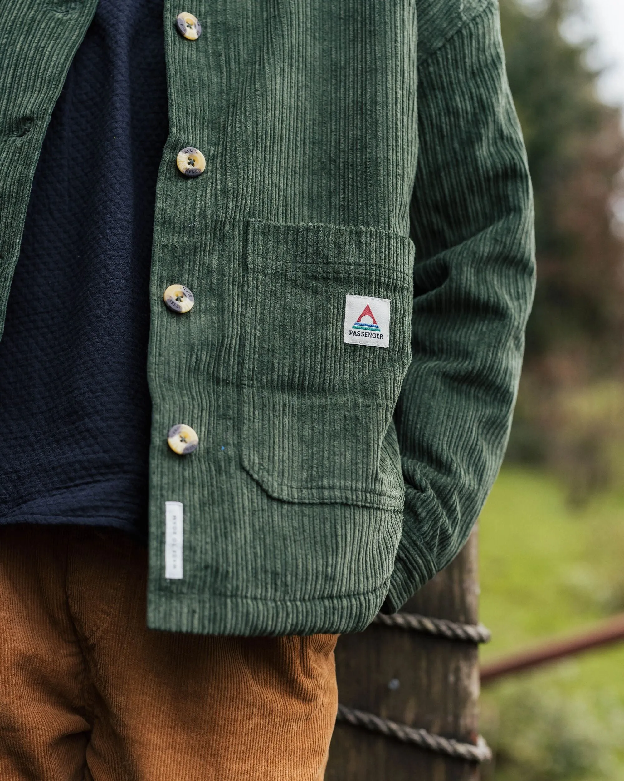 Luxury Feel Sustainable Dye Process Flint Corduroy Overshirt - Fir Tree