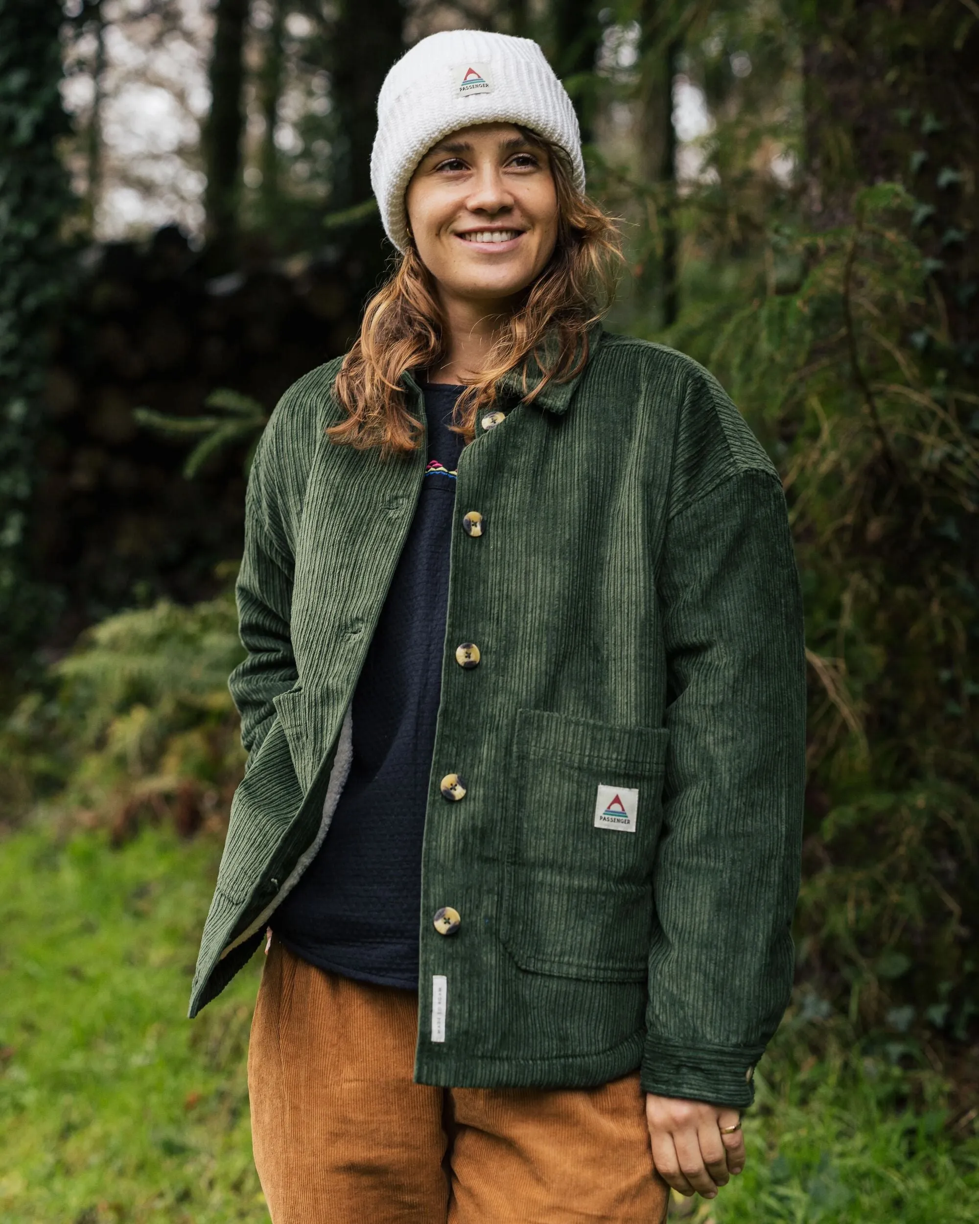 Striped style Sustainable fashion Flint Corduroy Overshirt - Fir Tree