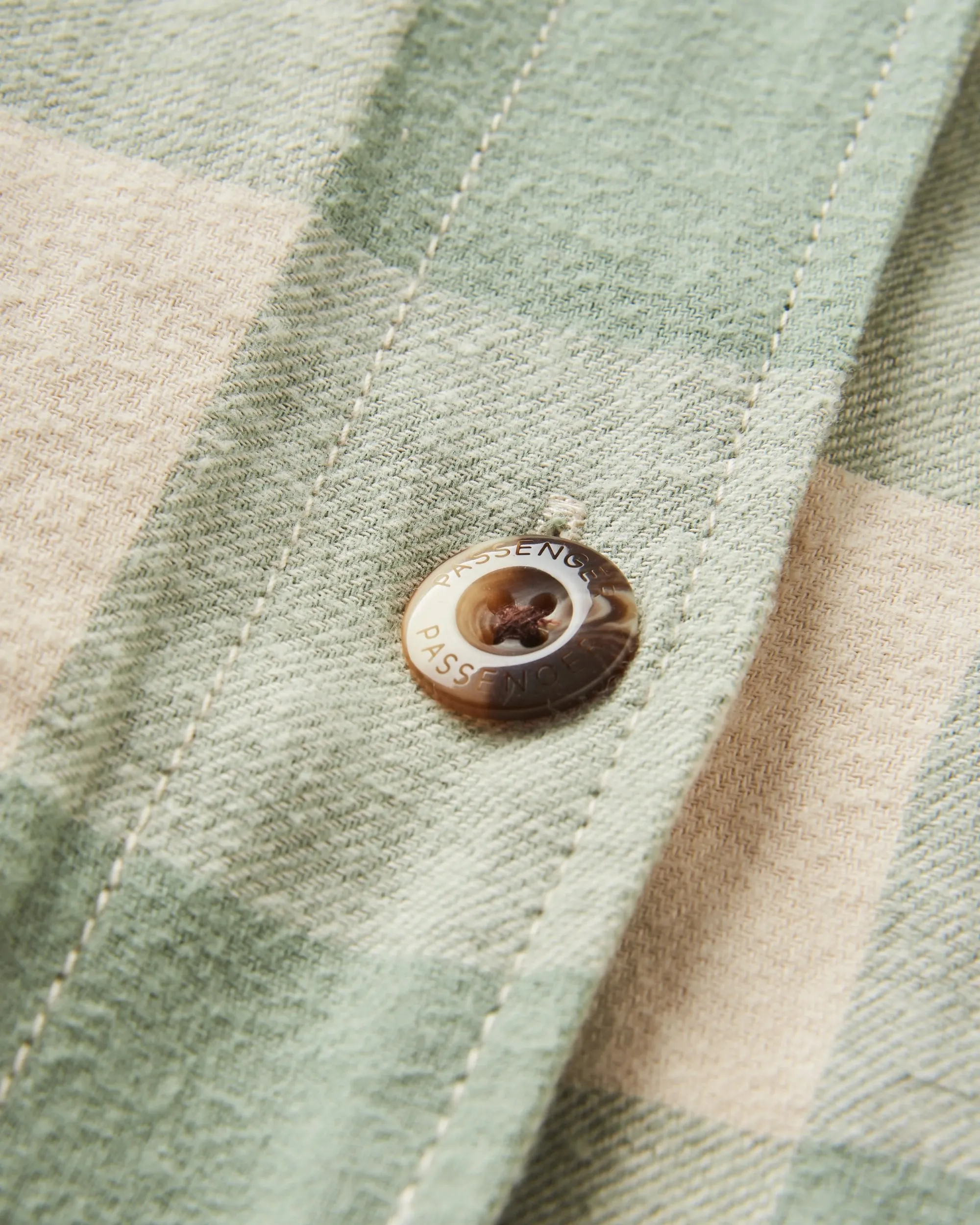 Flint Organic Cotton Overshirt - Pistachio Buffalo Check Anniversary Special Fitted Shape
