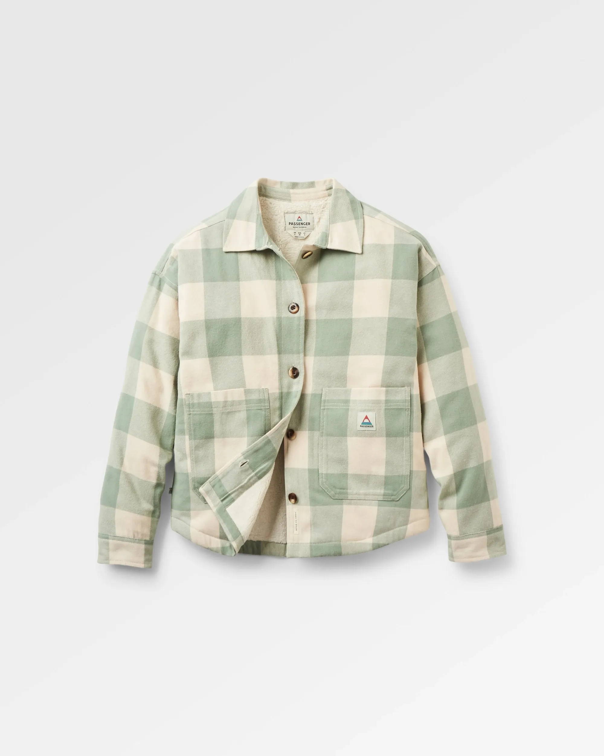 Flint Organic Cotton Overshirt - Pistachio Buffalo Check Conference Appropriate Breathable Lining