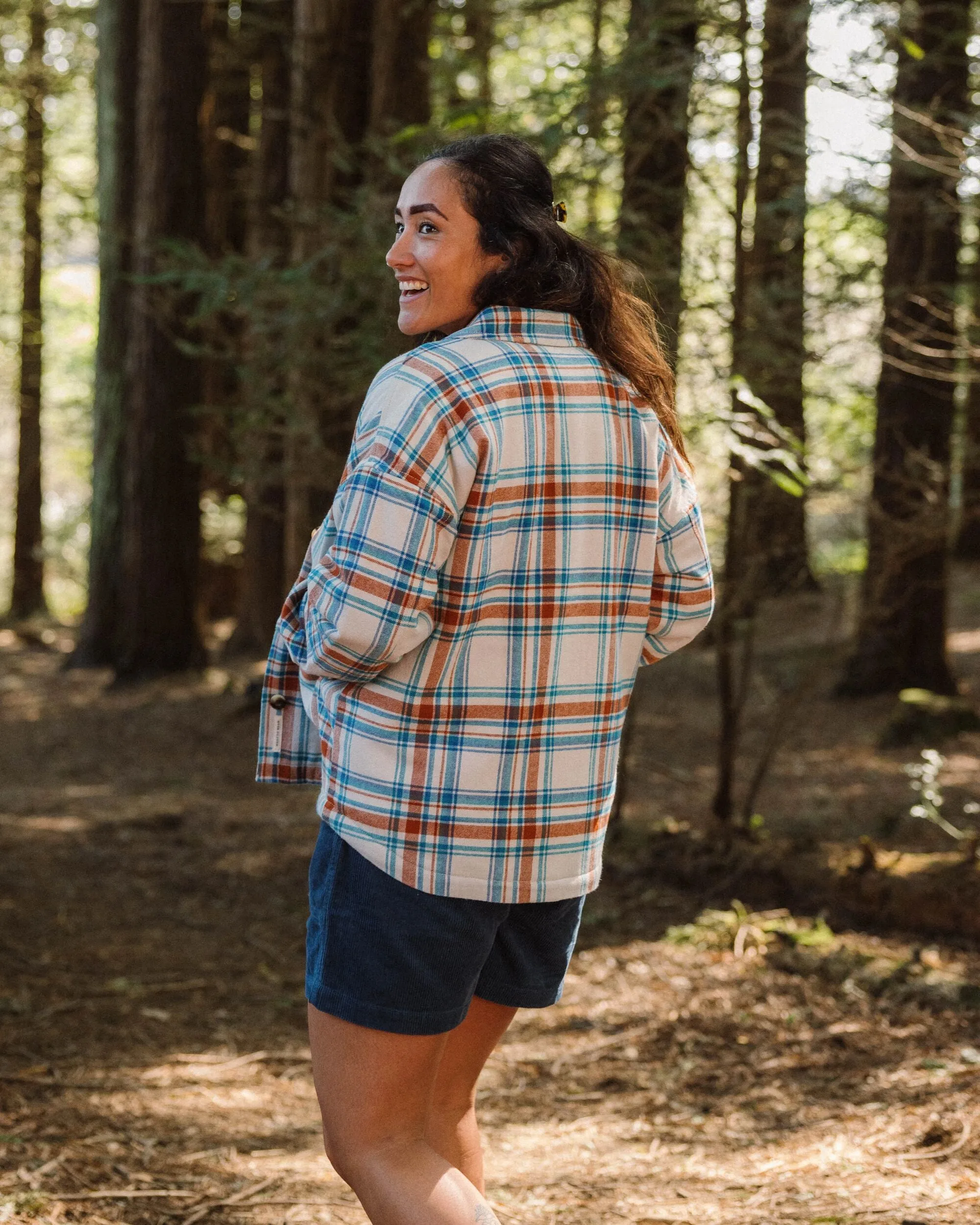 Flint Organic Cotton Overshirt - Vintage White Check Fitted Silhouette Quick Release Placket