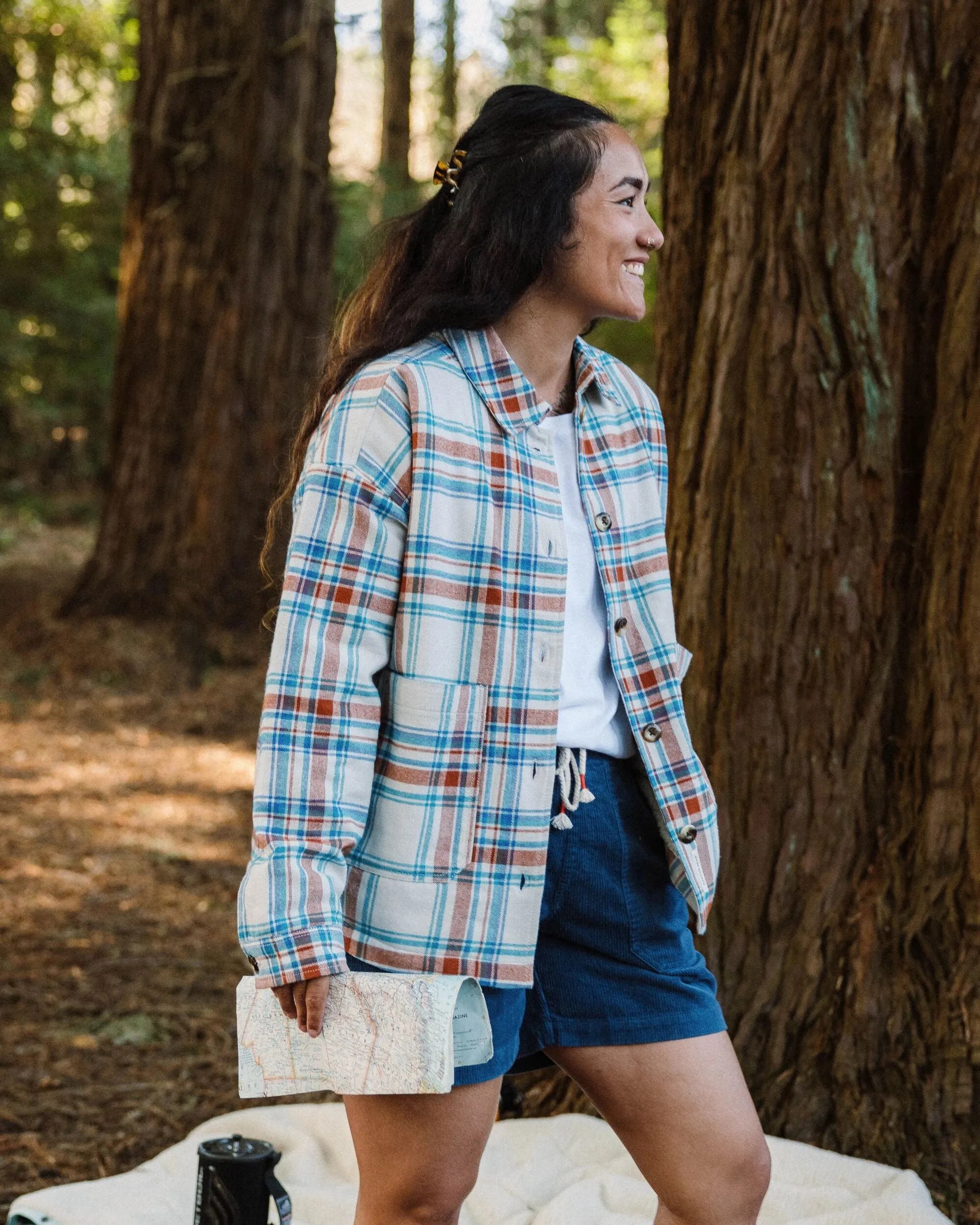Luxury Feel Flint Organic Cotton Overshirt - Vintage White Check