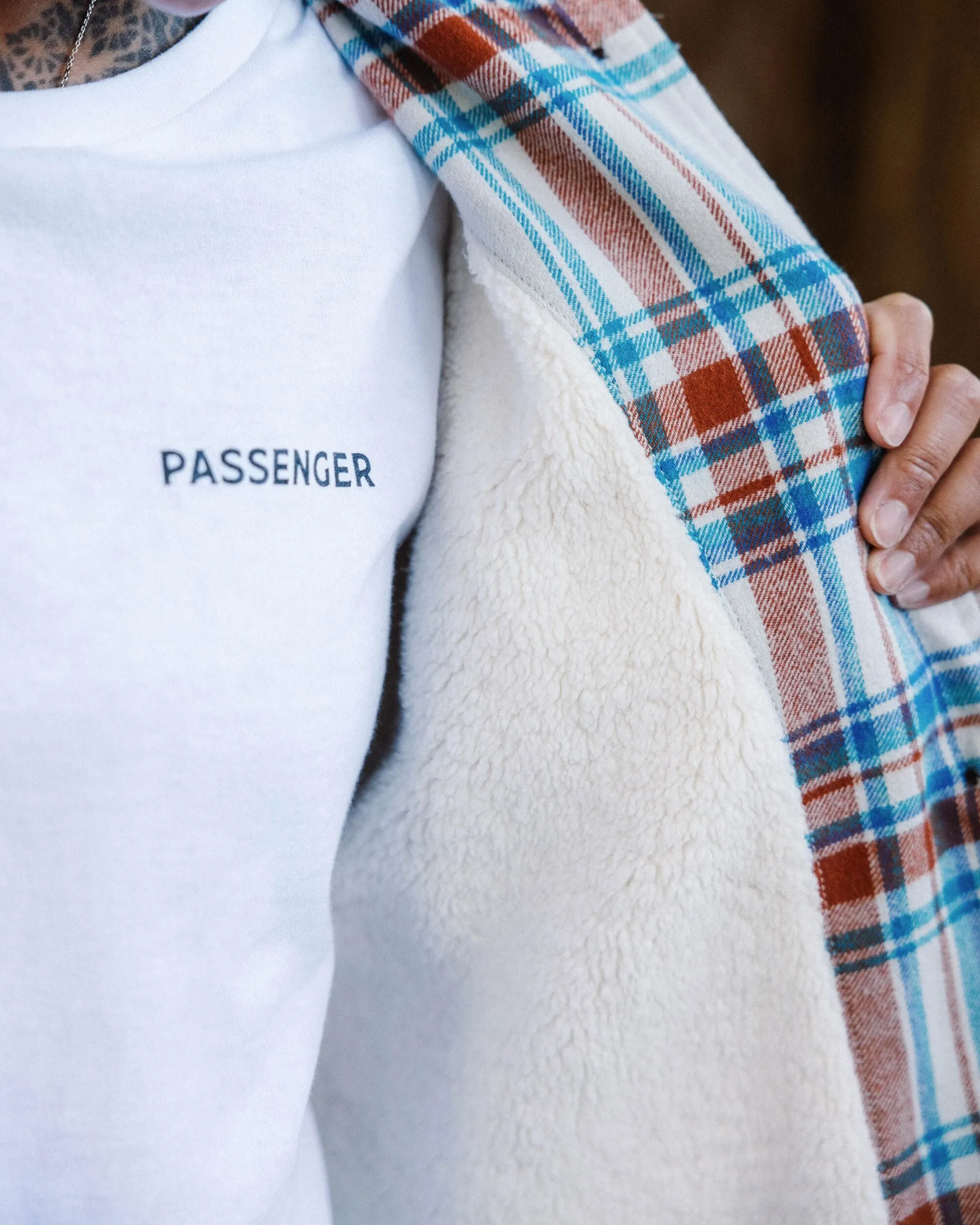 Tagless Labeling Tuckable Hem Flint Organic Cotton Overshirt - Vintage White Check