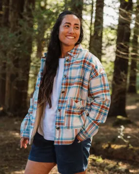 Flint Organic Cotton Overshirt - Vintage White Check Flexible Placket Structure Backpacking Trip