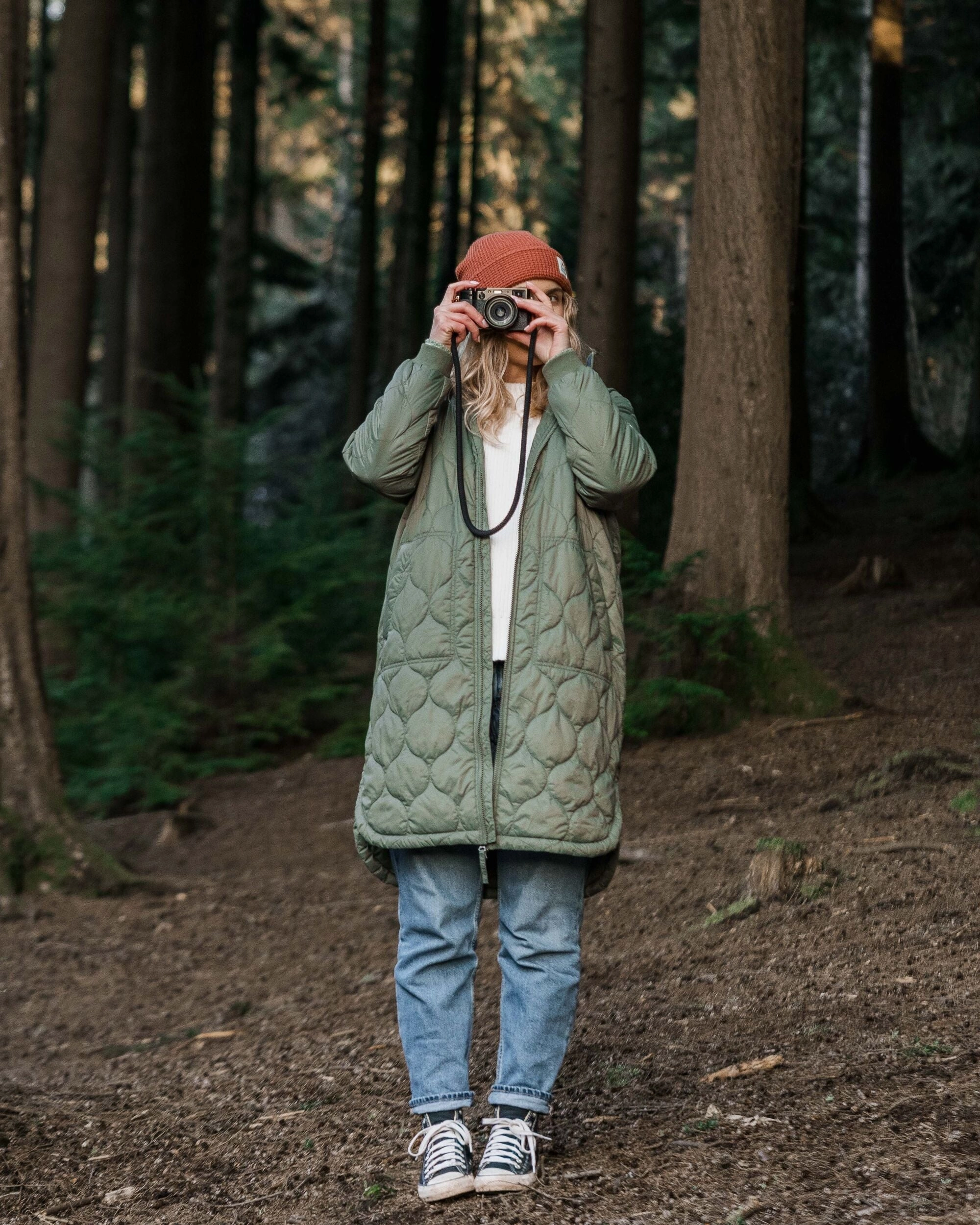 Flora Long Recycled Insulated Parka - Dusty Olive Easy Comfort Everyday Layer Style