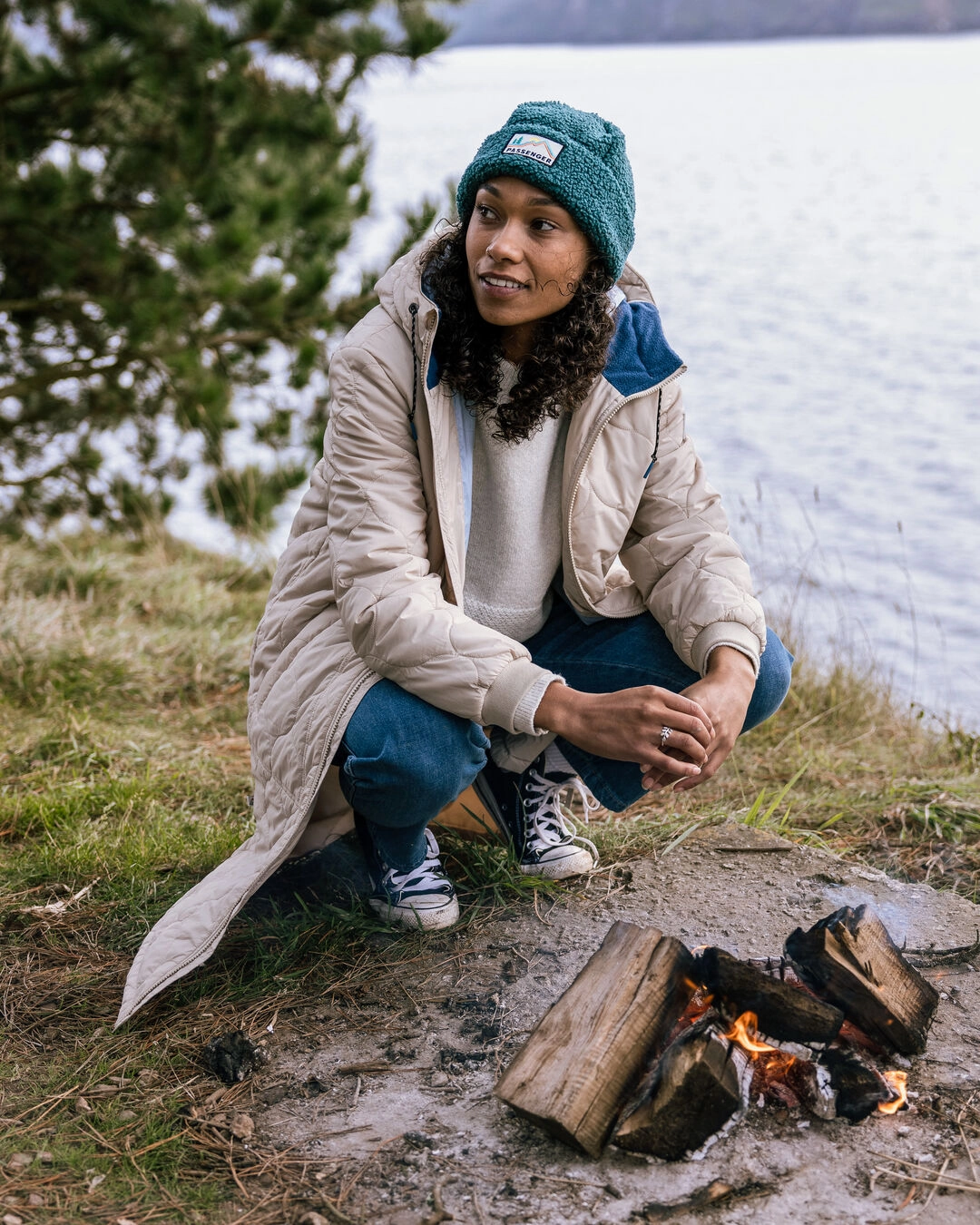 Flora Long Recycled Insulated Parka - White Pepper MeshLinedVents Temperature Regulating Lining