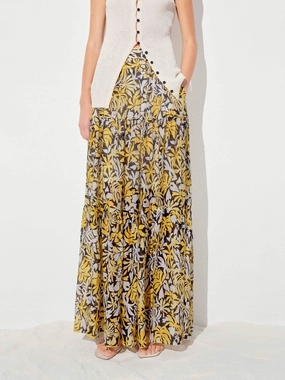 Organic Cotton Floral Print Pleated Skirt