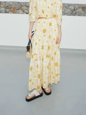 All Season Dust Proof Fabric Floral Printed Maxi Skirt