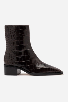 Stable Support Windy Weather Flexible Frame Night Travel Florencia Low Boot In Croco Brown Leather