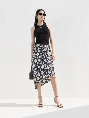 Day Ready party look Flower Print Overlap Skirt