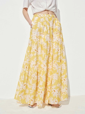 Flower Printed Maxi Skirt Stretchable Waist Classic Choice