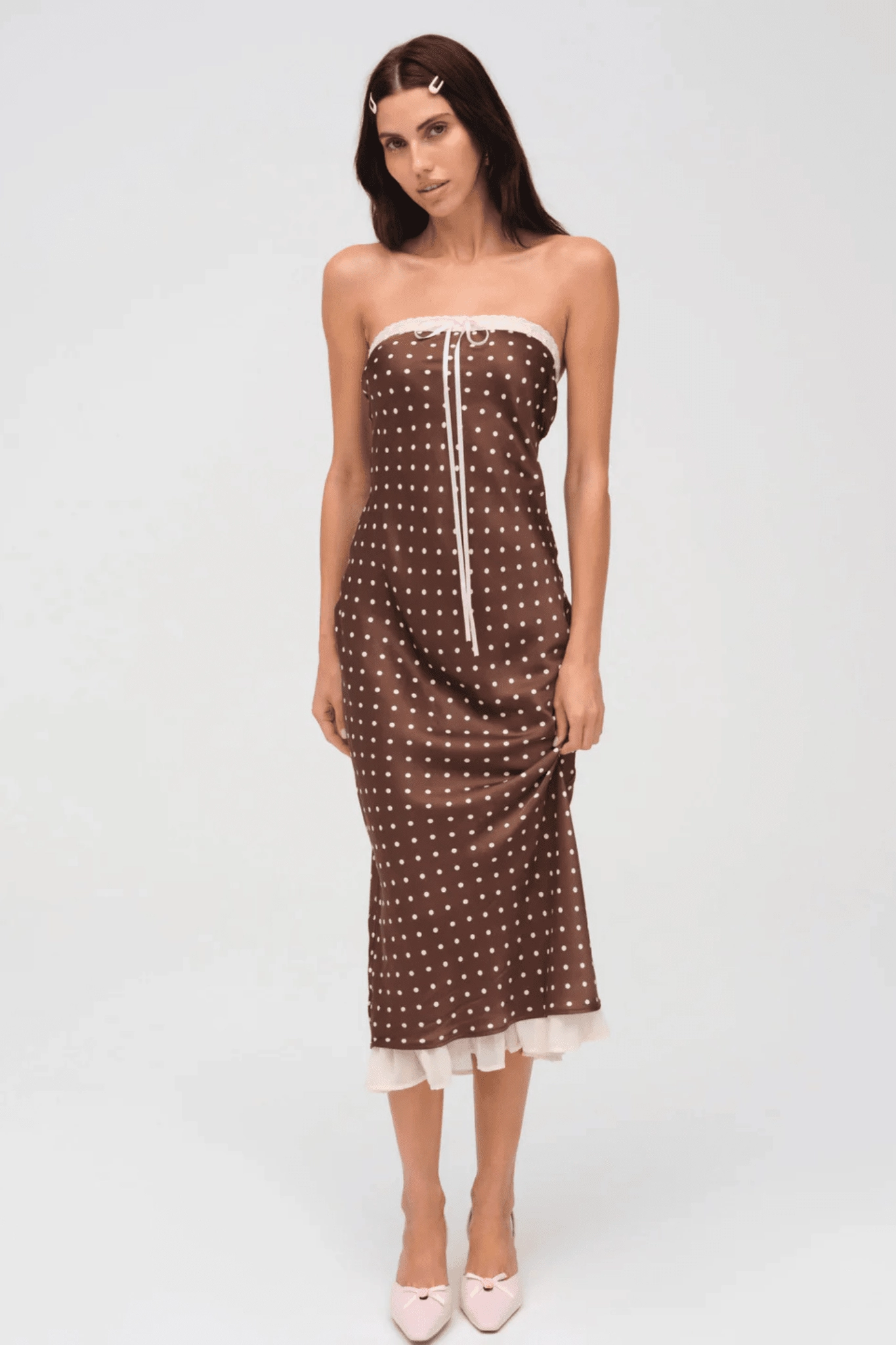 FOR LOVE & LEMONS | Daisy Mae Midi Dress - Chocolate Artistic Edge Delicate Mood