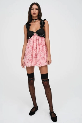 FOR LOVE & LEMONS | The Skye Mini Dress - Pink Matte Look Natural Style