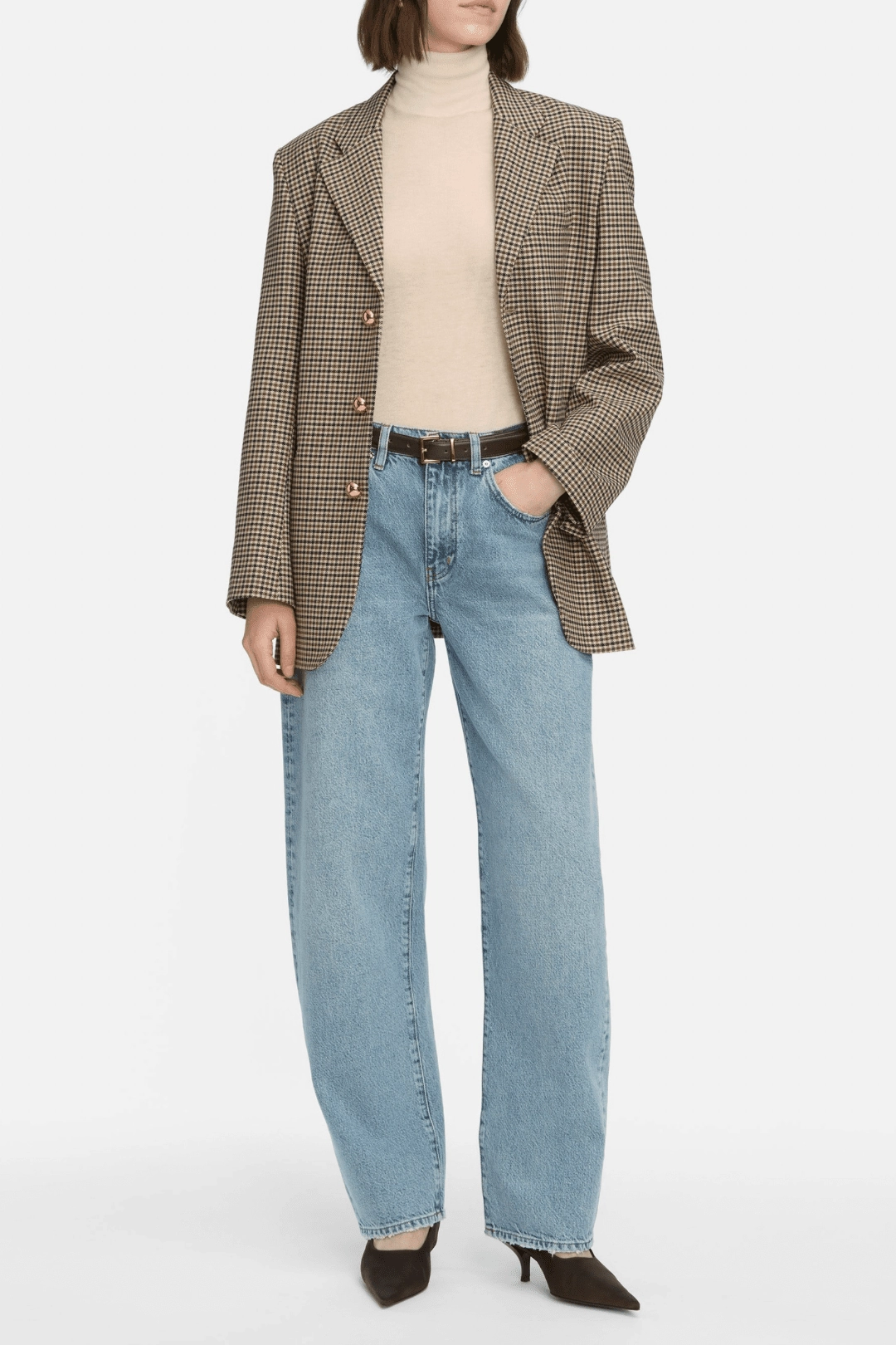 High Collar Friction Resistant FRAME | The Houndstooth Blazer - Navy