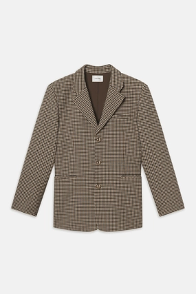 Layered Collar Subtle Texture FRAME | The Houndstooth Blazer - Navy