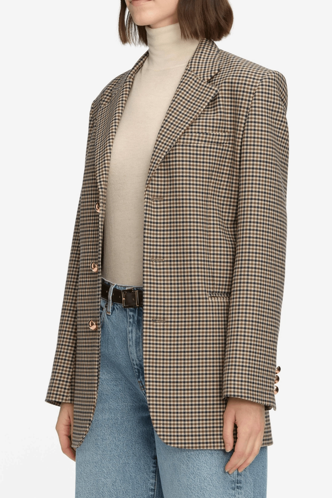 HypoallergenicMaterial Stylish Chill Piece FRAME | The Houndstooth Blazer - Navy