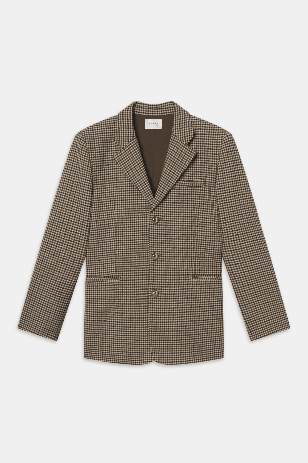 Layered Collar Subtle Texture FRAME | The Houndstooth Blazer - Navy